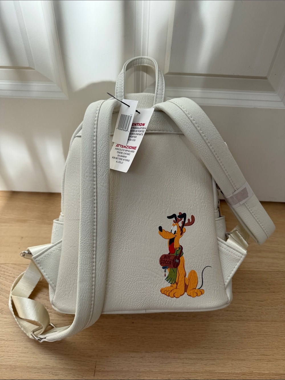 Disney White Backpack with Red and Blue Mickey & Minnie Ski Design - Picture 2 of 4
